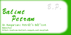 balint petran business card